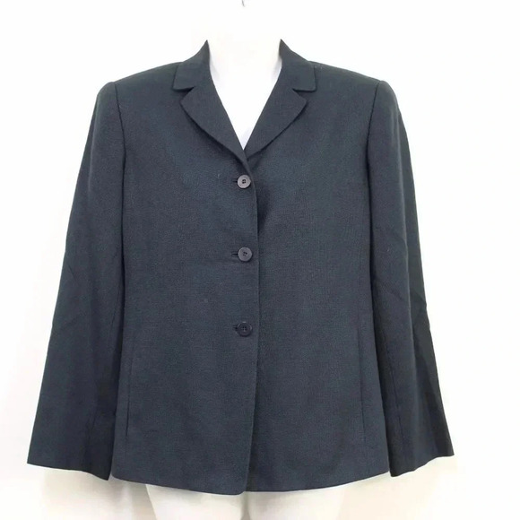 Doncaster navy silk lined blazer size 10 petite - Picture 8 of 14